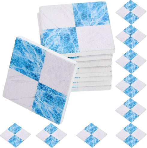 Doll House Furniture 27pcs Miniature Mosaic Floor Tile Sheet Miniature Flooring Simulation Mini Doll House Accessories for - Blue and White Tile F...