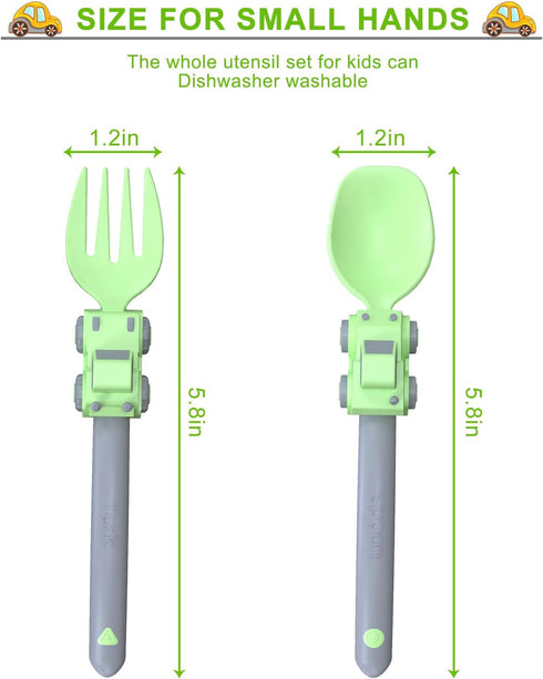 Construction Toddler Utensils - Toddler Forks and Spoons - Toddler Spoon and Fork Set - for Toddler Utensils - Baby Utensils - Portable Utensil Se...
