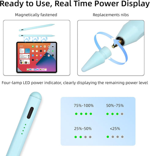 Stylus Pen for iPad, with tilt-Pressure Sensitivity and Multi-Point Anti-False-Touch Function. 20-Minute Fast Charging for 2018-2023 iPad/Mini/Pro...