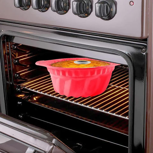 9.5 Inch Silicone Cake Pans, Non-stick Fluted Cake Pan with Sturdy Handle, Cake Baking Molds, Perfect Bakeware for Cake, Jello, Gelatin, Bread, Pa...