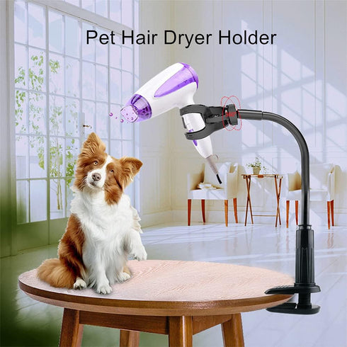 Dog Hair Dryer Stand, Pet Grooming Table Hair Dryer Holder, Hands Free Blow Dryer Holder, 360 Degrees Rotatable Lazy Hair Dryer Stand with Adjusta...