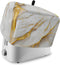 Toaster Dust Cover with Pockets, Marble White Grey Golden Abstract Art Texture Soft Washable 2 Slice Toaster Cover, Dust-proof Cover for Small App...