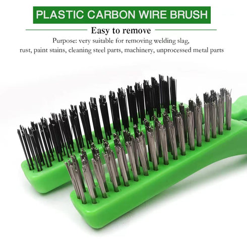 Wire Brush, Heavy Duty Carbons and tainless Steel Wire 10 Inch with Plastic Handle Descaling Welding Dust Bending Hand Tool, Teel Brush Rust Remov...