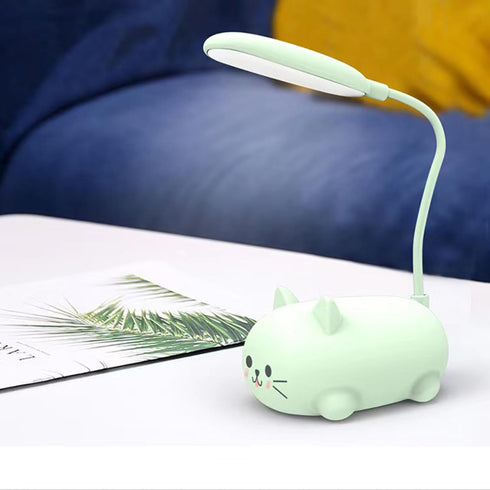 LED Desk Lamp for Kids, Cute Cat Lamp USB Rechargeable Reading Light,Portable LED Table Light, Flexible Gooseneck Eye-Care Cartoons Small Desk Lam...