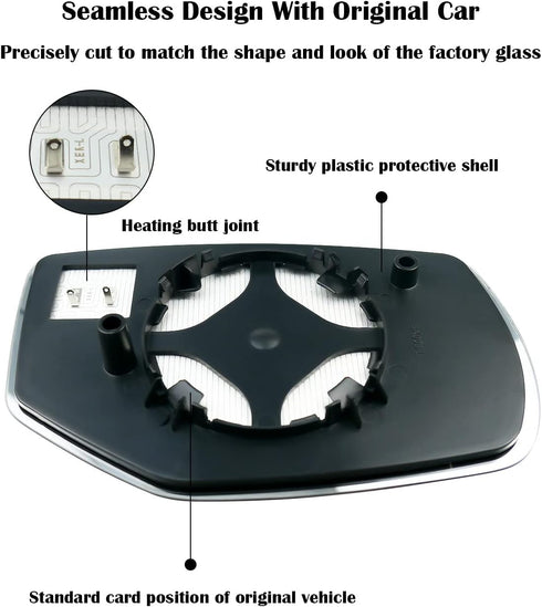 Driver Side Heated Mirror Glass with Rear Bracket Fits for Honda Accord 2013-2017, Left Side View LH Replace 76253T2GA11 HO1324117...