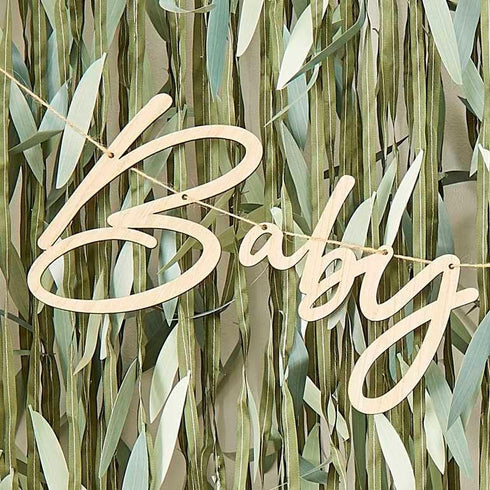 Ginger Ray Botanical Baby Shower Wooden Banner Hanging Decoration, NS, Wood...