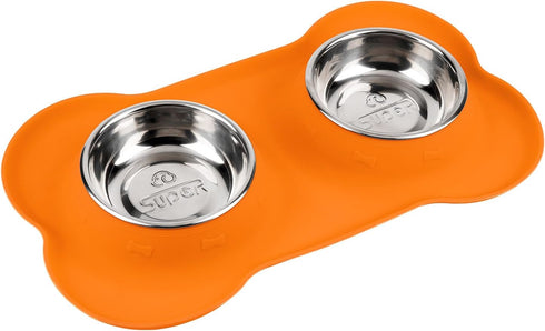 SUPERDESIGN Dog Bowls 2 Stainless Steel Puppies Bowl with No Spill Non-Skid Silicone Mat Pet Water and Food Feeder Bowls for Feeding Small Medium ...