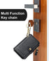 Keychain Wallet with ID Window, RFID Blocking Credit Card Holder Leather Small Wallets for Women & Men(Black)...
