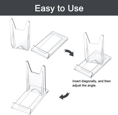 WANDIC Acrylic Plate Stands, 10 Pcs Mini Clear Plastic Display Holders Adjustable Picture Plate Easels Stands to Display Flat Plates, Photos, Plac...