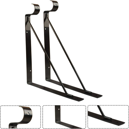4 Packs of Heavy Duty Closet Shelf and Rod Bracket, Eau Black Closet Shelf Bracket with Rod Support Great for Both Shelf Storage and Closet Rod...