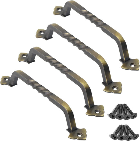 OVOV 4 Pack Barn Door Pull Handle Hardware for Wooden Garden Gate Shed Cabinet Door (Bronze)...