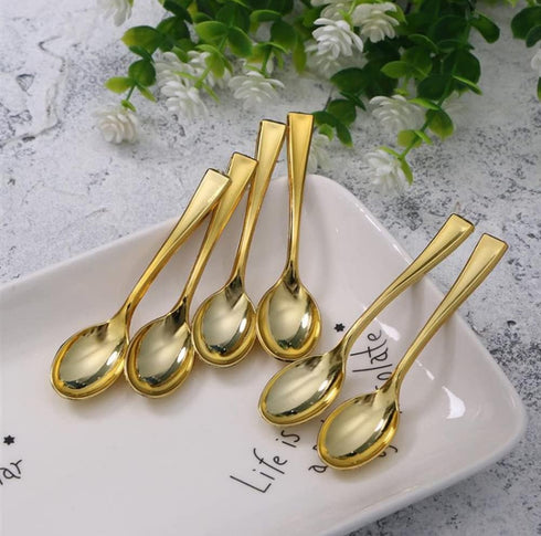 48Pcs 98mm Plastic Spoons and Forks Small Disposable Cake Ice Cream Dessert Spoons Forks Utensils for Catering Events, Restaurants, Home Parties ,...