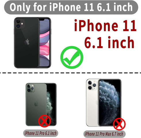 iPhone 11 Wallet Case with Credit Card Holder,Leather Shockproof Protective Phone Cover Supports 360°Rotation Ring Stand and RFID Blocking for App...