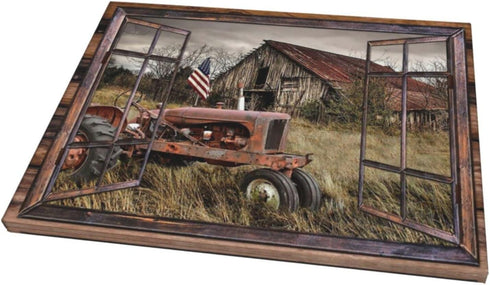 Fimtise Barn Pictures Wall Decor Old Tractor Farmhouse Canvas Painting Barn Wall Decor Framed Country Posters Home for Living Room Bedroom Bathroo...
