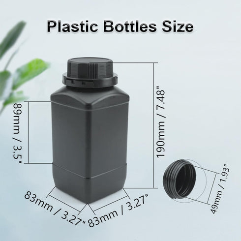 Heyiarbeit 5pcs Plastic Lab Chemical Reagent Bottle 1000ml/34oz Wide Mouth Sample Sealing Liquid Storage Container Black Cap...