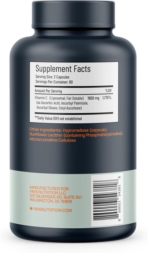 1600mg Liposomal Vitamin C, Fat Soluble VIT C, Higher Bioavailability Immune Support Supplement, Non-GMO Gluten Free NSF Certified Supplements, 18...