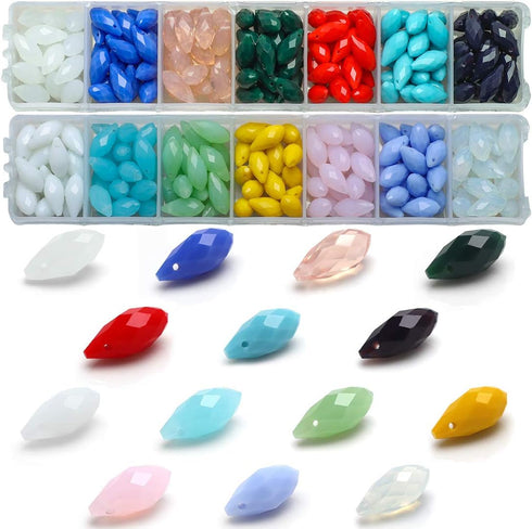 6x12mm Teardrop Crystal Beads, 280pcs Faceted Glass Beads in 14 Colors, DIY Gemstone Beads for Jewelry Making, Craft Supplies for Necklaces, Brace...