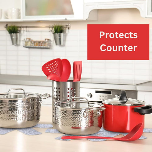 Pot and Pan Protectors, Set of 3 Grey Felt Pot and Pan Separators Pad Pot Dividers Anti-Slip Pad for Stacking and Protecting Cookware Avoid Scratc...