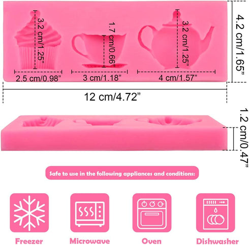 Meiyouju 2 Pack Teapot Silicone Molds, Food Grade Silicone Molds for Candy, Cake Decoration, Chocolate, Jewelry Making, Polymer Clay...