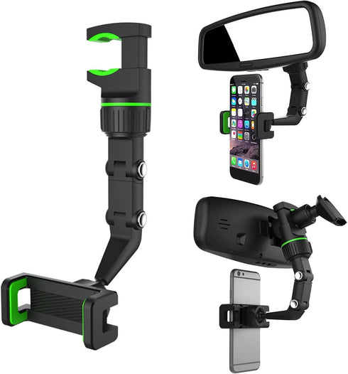 360° Car Rearview Mirror Mount Stand Holder for Cell Phone and Gps, 2023 New Universal Adjustable Phone Holder, Can Be Fixed and Adjusted Automobi...