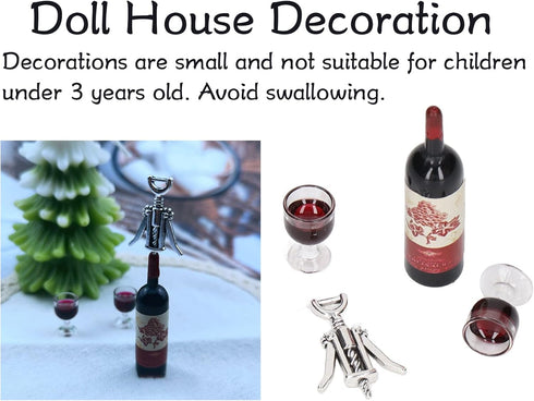 Dollhouse Miniature Wine Bottles,Doll House Red Wine Set 1/12 Simulation Red Wine Bottles Red Wine Glass Bottle Opener Mini Doll House Decoration...