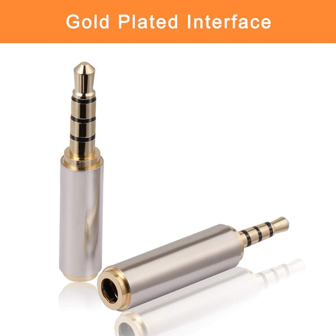 2.5mm to 3.5mm Adapter and 3.5mm to 2.5mm Adapter, Gold Plated Jack Stereo Full Metal Connector Converter for Smartphones, Headphone, Mic, Tablets...