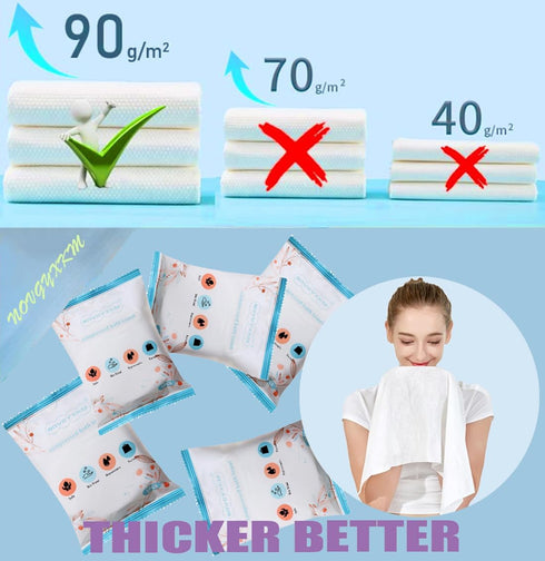6 Packs Large Compressed Towel 56'' x 28'' Disposable Cotton Bath Towels Portable Thick Paper Towel Reusable Suitable for Hiking Camping Beach Swi...