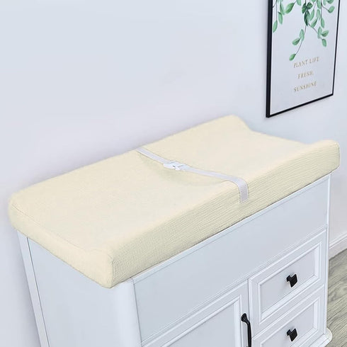 Muslin Changing Pad Cover for Baby Boys Girls, Ultra Soft Breathable Diaper Changing Table Pad Cover, Neutral Fitted Changing Pad Sheets (Beige)...