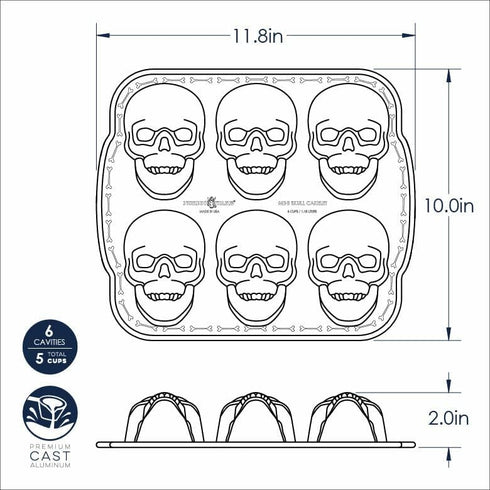 Nordic Ware Halloween Bakeware, Haunted Skull Cakelet Pan, Bronze...