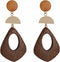 Women's Natural Wood Earrings Variety of Fashion Earrings Stainless Steel Earrings Minimalist Retro Earring Set Wooden Natural Hollow Earrings Cur...