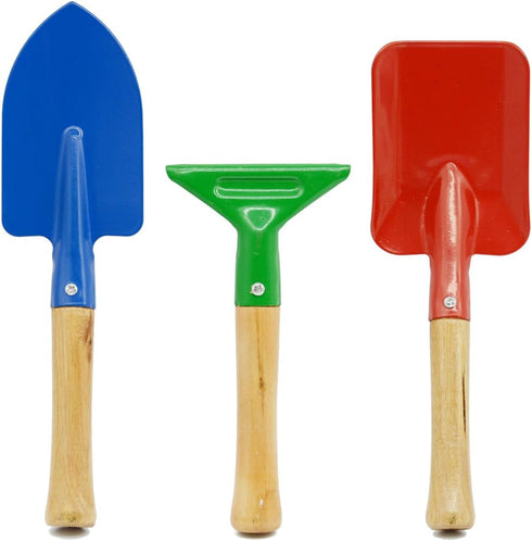 Kids Garden Tools Set Made of Metal with Sturdy Wooden Handle. Safe & Right Size for Children, 8" Long Bamboo Gardening Tools for Kids...