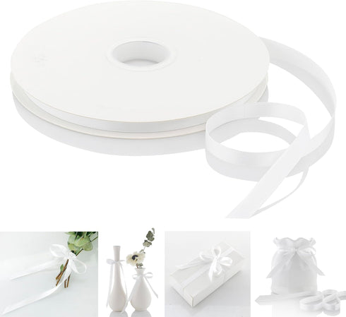 Double Faced White Satin Ribbon: 3/8 Inch 100 Yards Roll...