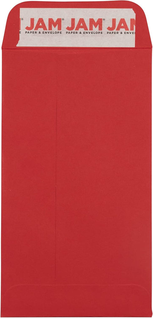 JAM PAPER #5.5 Coin Business Envelopes with Peel and Seal Closure - 3 1/8 x 5 1/2 - Red - 25/Pack...