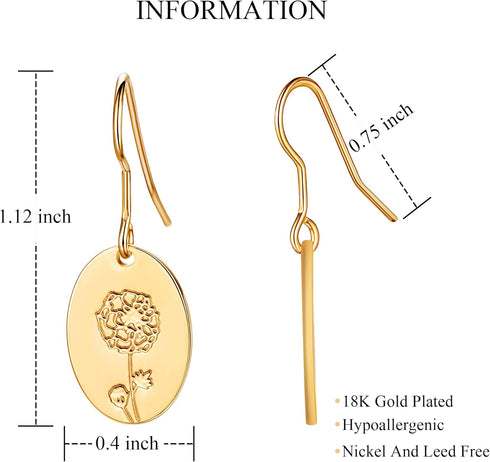 Moodear Trendy Gold Earrings for Women - Dainty Flower Dangle Earrings - Minimalist 14K Boho Hypoallergenic Statement Jewelry - Birthday Gift for ...