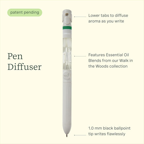 Pen Diffuser in Walk in The Woods Essential Oil Blends - Elegant 1.0mm Ballpoint Tip - Black Pen - Diffuser Pens - Scented Pens - Fun Pens - Aroma...