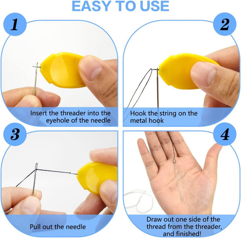 Lechchy Needle Threader for Hand Sewing & Sewing Machine - 10 Simple Needle Threaders for Embroidery Floss + 2 Seam Rippers + 2 Drawstring Threade...