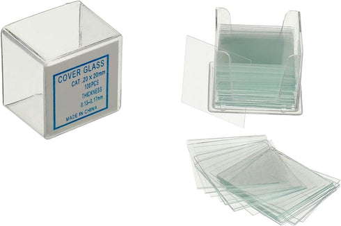 50 Pcs Ground Edge Pre-Cleaned Microscope Slides and 100 Pcs Pre-Cleaned Microscope Cover Glasses with 4 Plastic Droppers...
