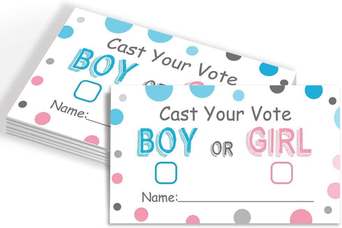 Gender Reveal Party Voting Cards, Baby Shower Game, 50 Cards, Pink and Blue, 3.5 x 2 Inches...