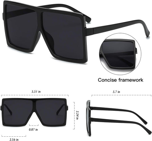 GRFISIA Square Oversized Sunglasses for Women Men Flat Top Fashion Shades...