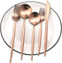 Copper Gold Flatware, Royal 5 Pieces Luxury Matte Finish 18/10 Stainless Steel Tableware Sets for 1 Including Forks Spoons Knives, Camping Silverw...
