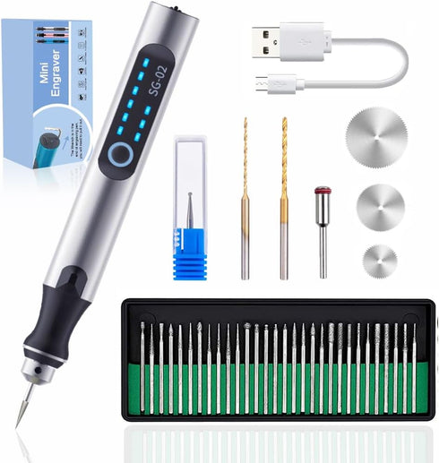 USB Rechargable Engraving Pen with 35bits,Mini Electric Engraver Etching Machines Cordless Rotary Tools Engraved Jewelry Stone Metal Plastic Wood ...