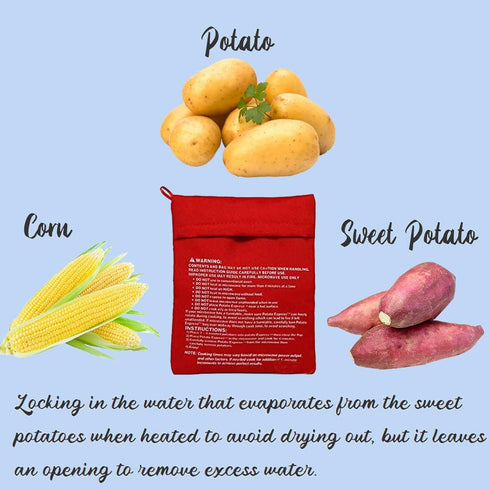 4 PCS Red Microwave Potato Bag Reusable Microwave Cooker Bag Baked Sweet Potato Corn Bag Pouch for Kitchen...