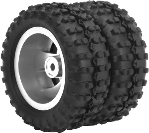 2pcs RC Car Rear Tires, Durable 52mm Aluminum Alloy Rear Tire RC Upgrade Parts for WPL D12 1/10 RC Truck, RC Wheels RC Accessories (009)(Silver)...