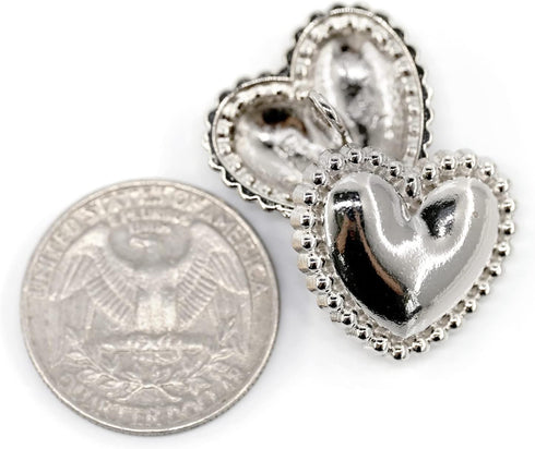 20 pcs Electroplated Silver Metal Heart Sewing Shank Coat Buttons -23mm -7/8"...