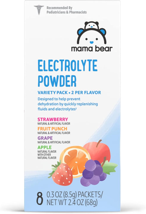 Amazon Brand - Mama Bear Electrolyte Powder Packets 0.3oz, Assorted Flavors, 8 Count...