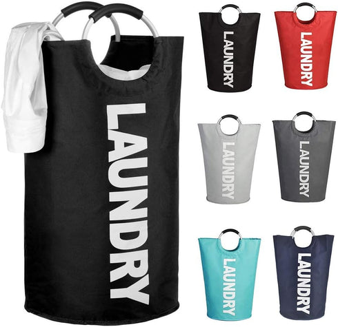 W·Z Geanmoki 82L Large Laundry Basket, Collapsible Fabric Laundry Hamper, Foldable Clothes Bag, Folding Washing Bin (Black)...