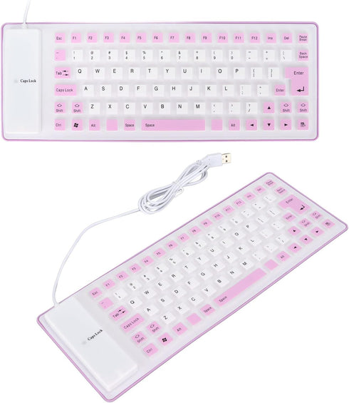 Silicone Keyboard, Foldable Flexible Keyboard USB Wired Gaming Keyboard, 85 Keys, Fully Sealed Design, Roll-up Silent Soft Keyboard, Waterproof, D...