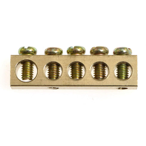 5pcs Electrical Wire Screw Terminal Ground Brass Grounding Bars 5 Positions Terminal Ground Bar, Yellow...