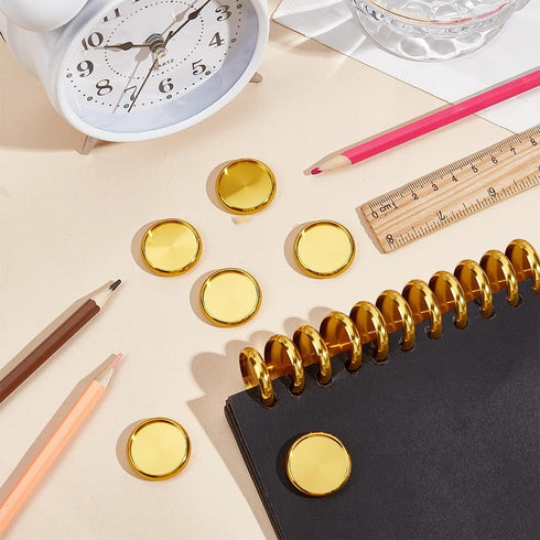 BENECREAT 11Pcs Aluminium Alloy Binding Discs, 1.1inch Flat Round Discbound Metal Expansion Disc Binder Rings for Discbound Notebook Artwork, Gold...