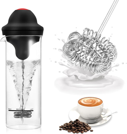 SHANGSKY Milk Frother Handheld with Stand, Milk Frother Battery Operated Coffee Frother for Cappuccino Latte Hot Chocolate, Portable Drink Mixer E...